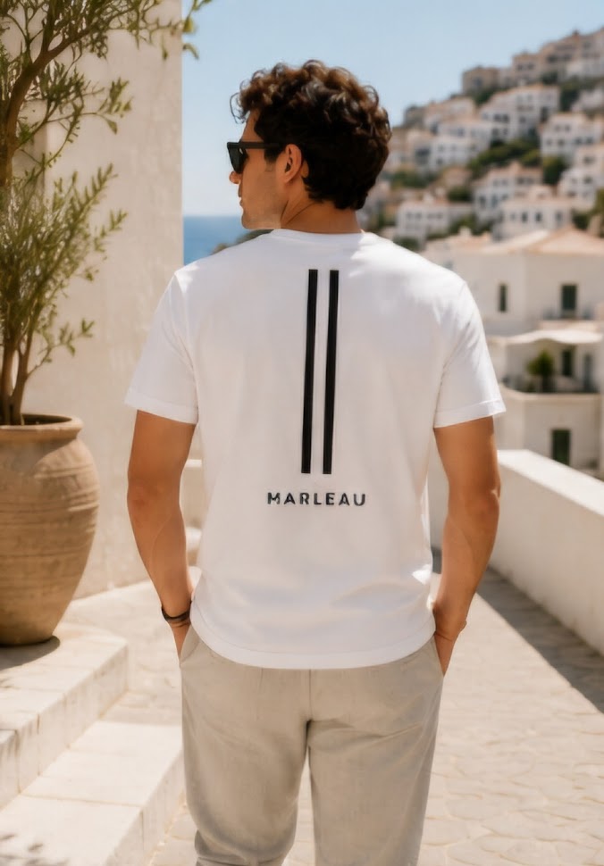 MARLEAU Essential T-Shirt | White & Blue Edition