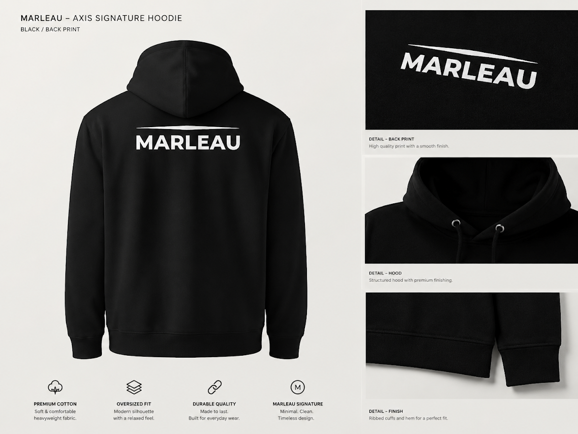 MARLEAU Heavyweight - Axis Horizon Hoodie Black