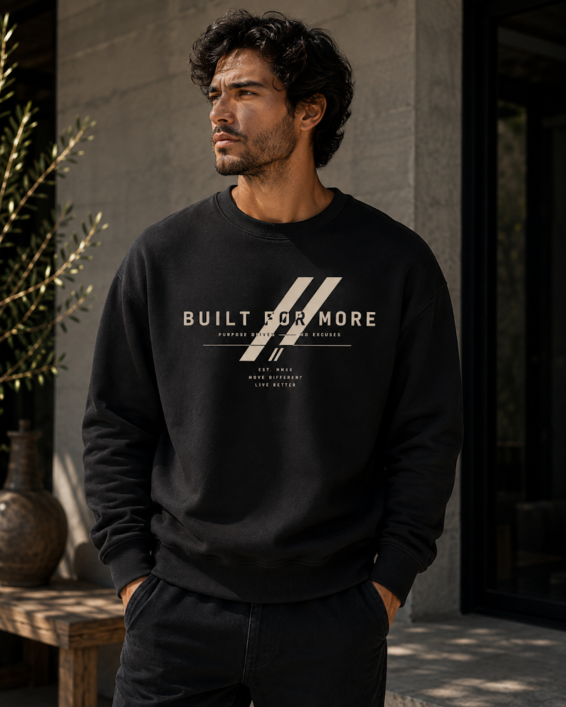 BUILT FOR MORE Graphic Sweater