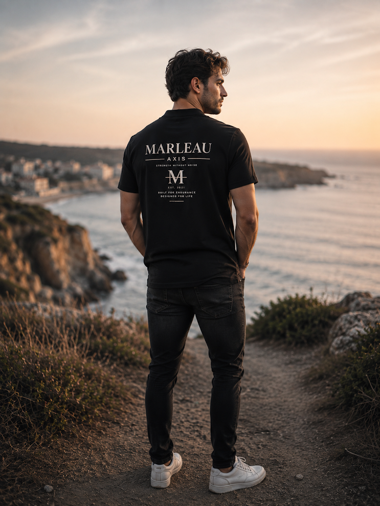 Zwart Heren T-Shirt met Rugprint