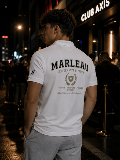 Witte Heren Polo met Performance Rugprint