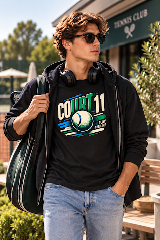 MARLEAU Court 11 T-Shirt Heren – Tennis Graphic Tee