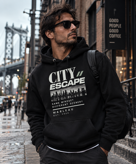 CITY ESCAPE Hoodie – Heren Graphic Hoodie | MARLEAU