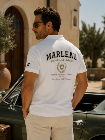 Witte Heren Polo met Performance Rugprint