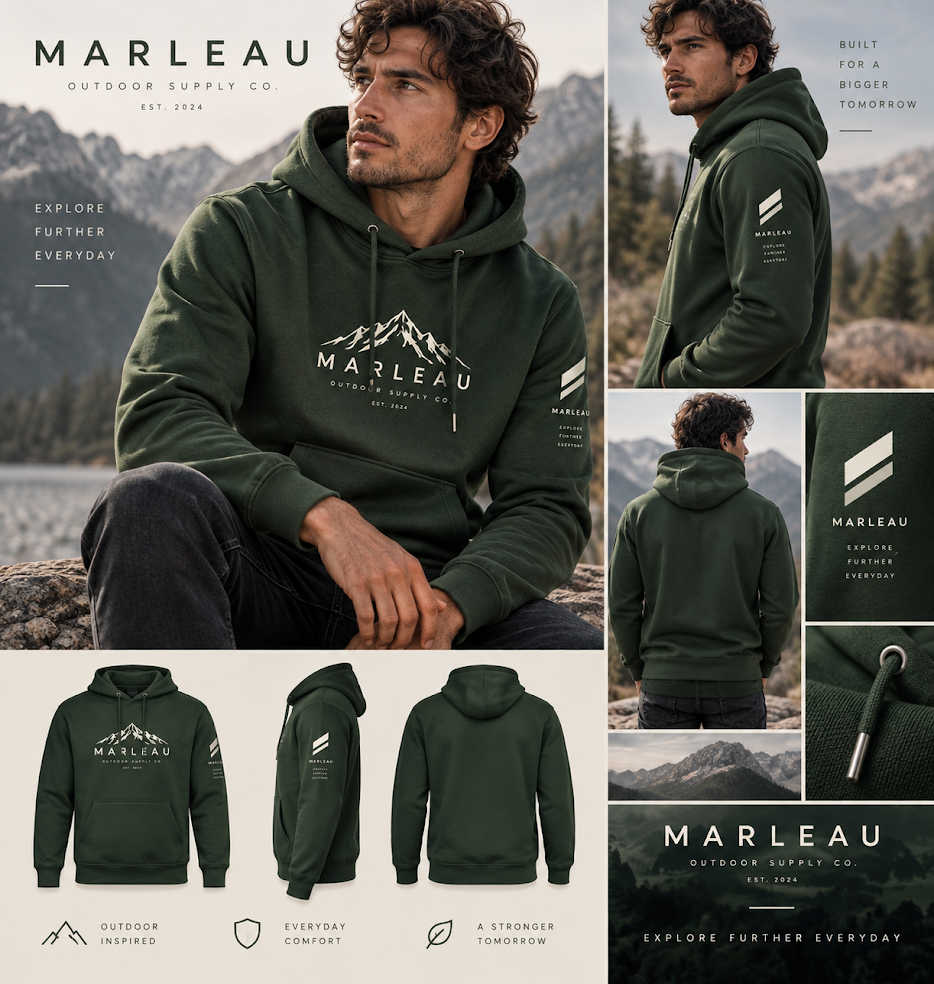 MARLEAU Outdoor Hoodie Heren –  met Bergprint