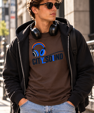 MARLEAU City Sound T-Shirt Heren – Graphic Tee met Koptelefoon