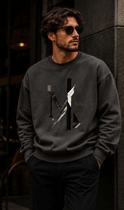 M Graphic Sweater – Charcoal
