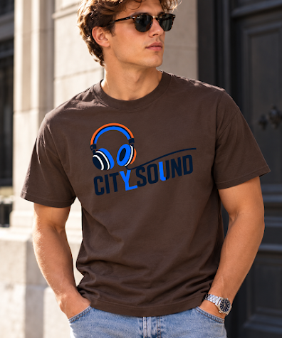 MARLEAU City Sound T-Shirt Heren – Graphic Tee met Koptelefoon