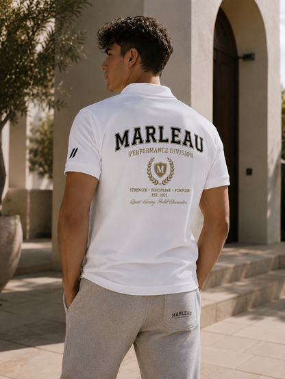Witte Heren Polo met Performance Rugprint