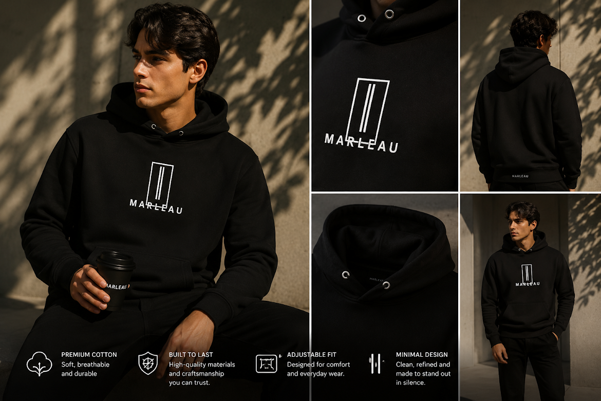 MARLEAU Heavyweight - Axis Hoodie Black