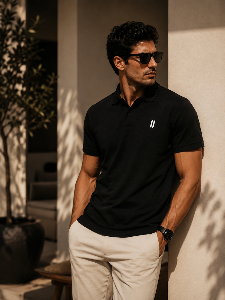 MARLEAU | AXIS Premium pique polo shirt-black
